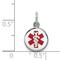 Sterling Silver Porcelain Caduceus Round Charm Jewerly 29.9mm x 27.5mm